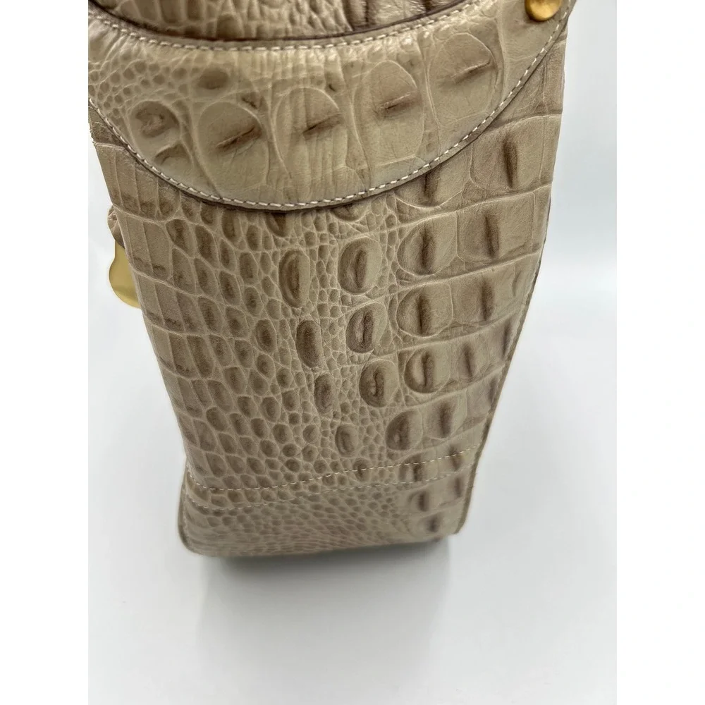 Brahmin Melbourne Duxbury Satchel Sand Shell Croc Embossed Leather Tote Bag